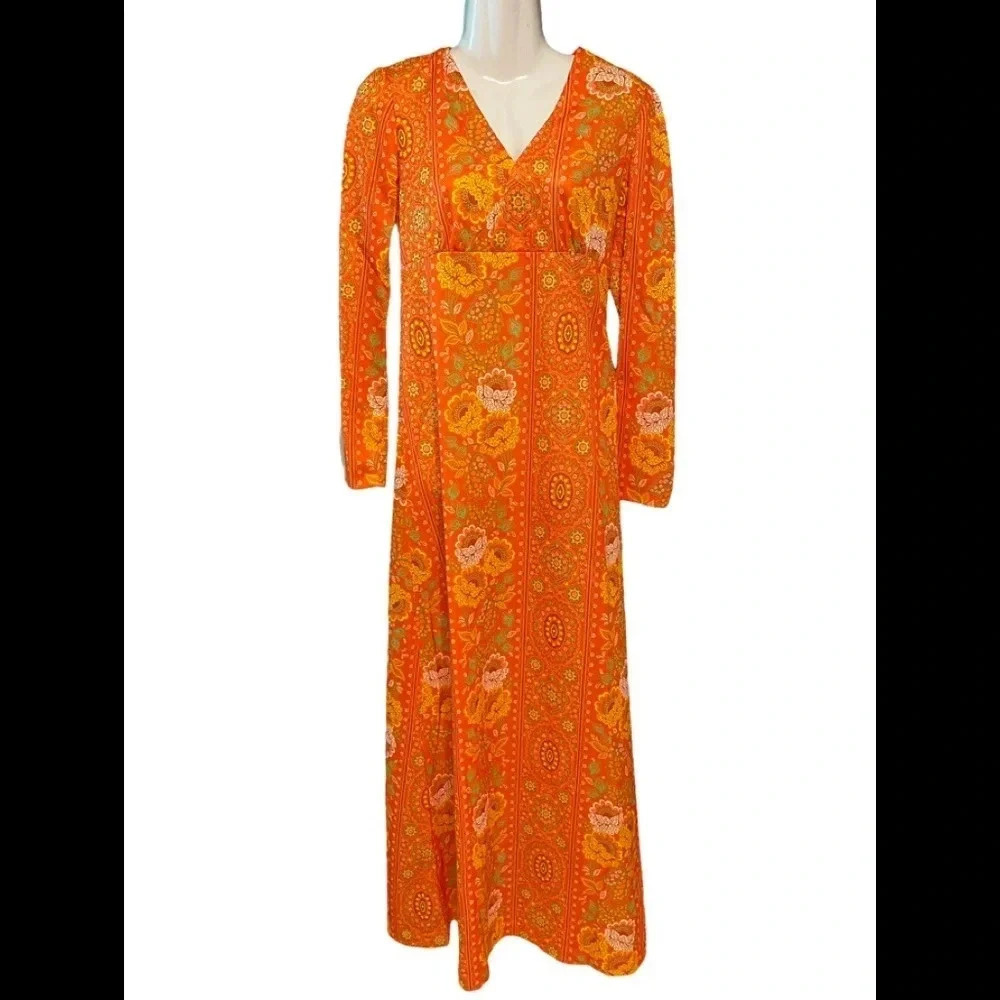Vintage Hippie 70’s Print Maxi Dress